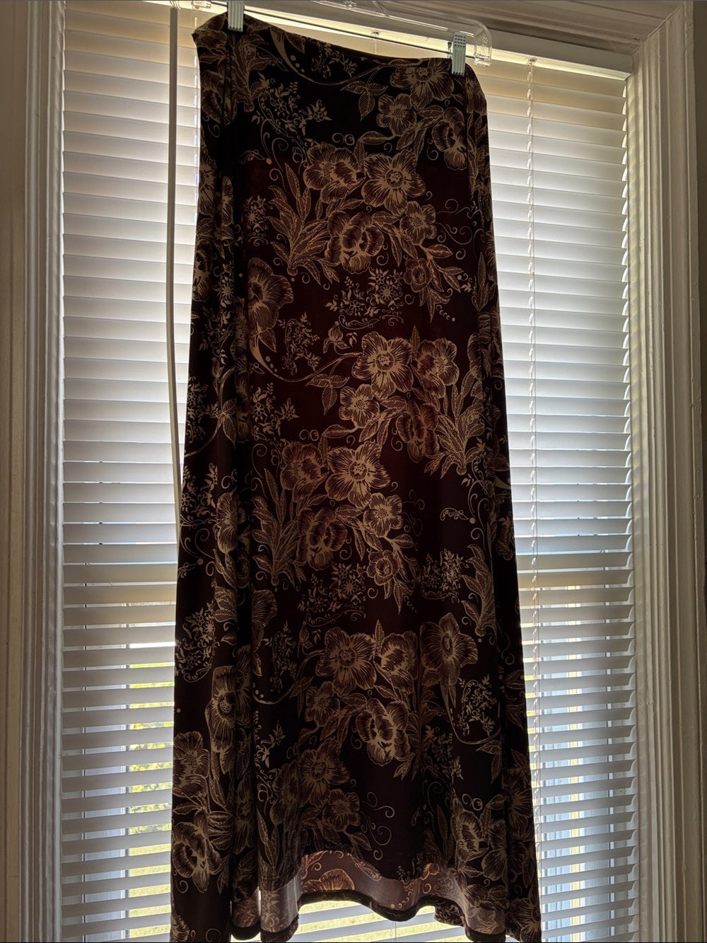 LuLaRoe Brown Maxi Skirt with Cream Floral Print
